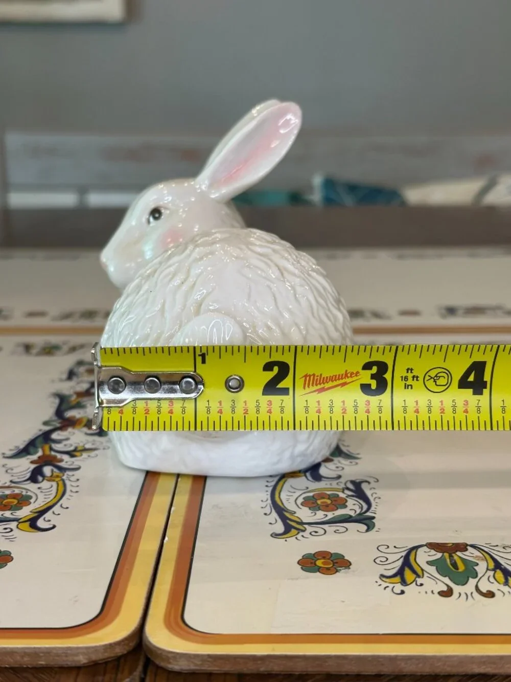vintage white glazed ceramic rabbit figurine